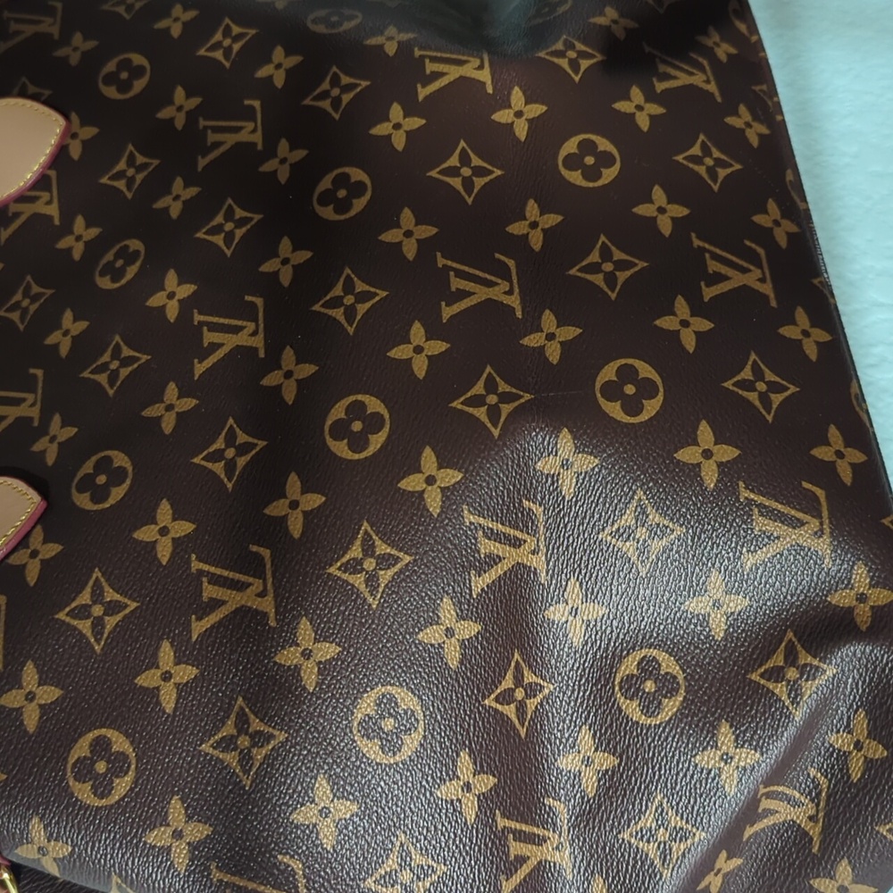 Designer Inspired Monogram Everyday Tote in Brown & Tan Length 14x12x20 - Picture 9 of 16